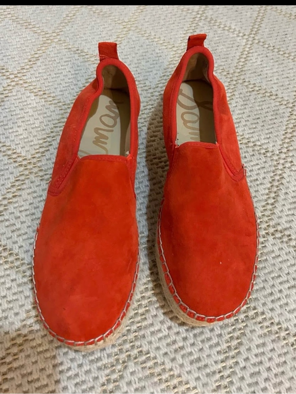 SAM EDELMAN Reddish Orange Suede Slip-On Espadrilles